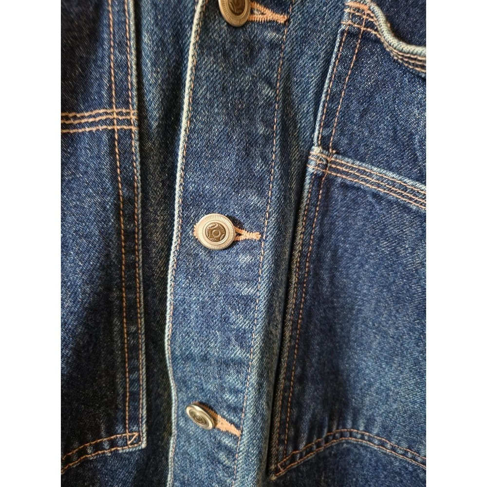 Vintage Denim Shirt Jacket Texas Tuff Buttons Western Workwear Mens L/XL No Tag - Picture 2 of 11